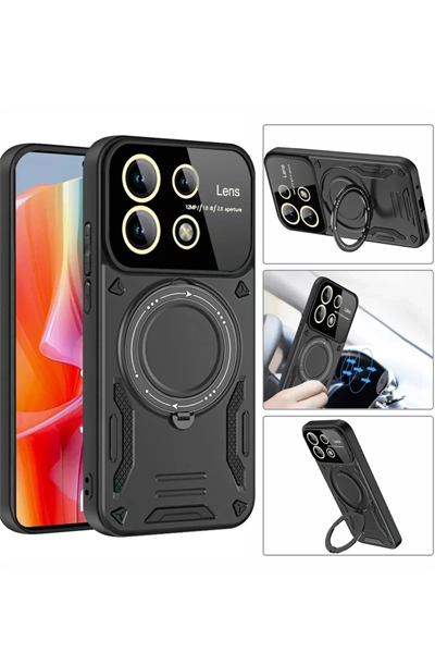 Xiaomi Redmi Note 13 Pro 5G Kılıf Joy Lens Standlı Kapak - Kırmızı