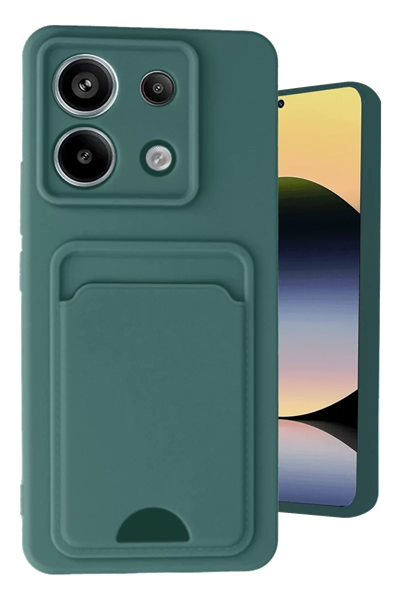 Xiaomi Redmi Note 13 Pro 5G Kılıf Kelvin Kartvizitli Silikon - Koyu Yeşil