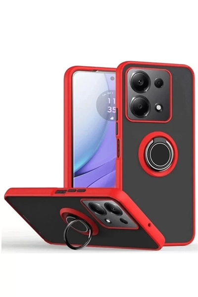 Xiaomi Redmi Note 13 Pro 5G Kılıf Montreal Yüzüklü Silikon Kapak - Kırmızı