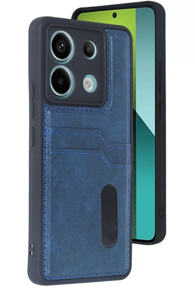 Xiaomi Redmi Note 13 Pro 5G Kılıf Sara Kartvizitli Deri Kılıf - Lacivert