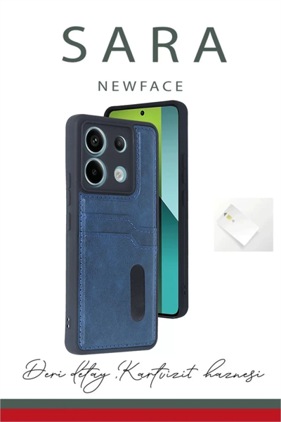 Xiaomi Redmi Note 13 Pro 5G Kılıf Sara Kartvizitli Deri Kılıf - Lacivert
