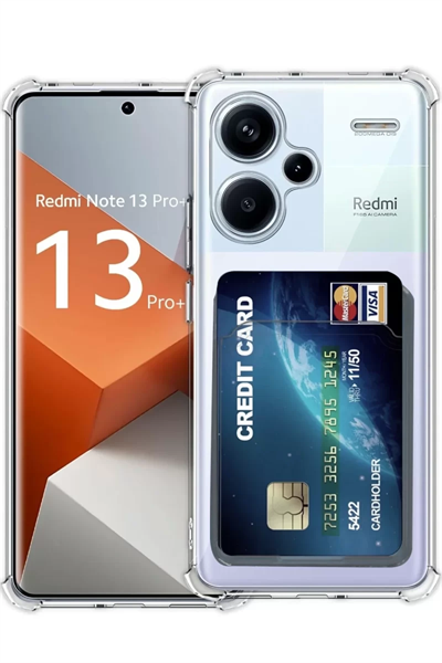 Xiaomi Redmi Note 13 Pro Plus Kılıf Kart Şeffaf Silikon - Şeffaf