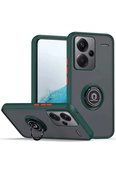 Xiaomi Redmi Note 13 Pro Plus Kılıf Montreal Yüzüklü Silikon Kapak - Yeşil