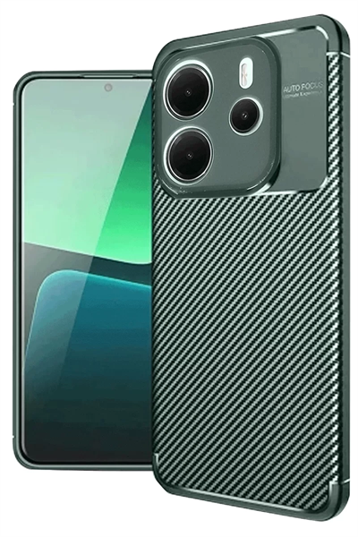 Xiaomi Redmi Note 14 4G Kılıf Auto Focus Karbon Kapak - Koyu Yeşil