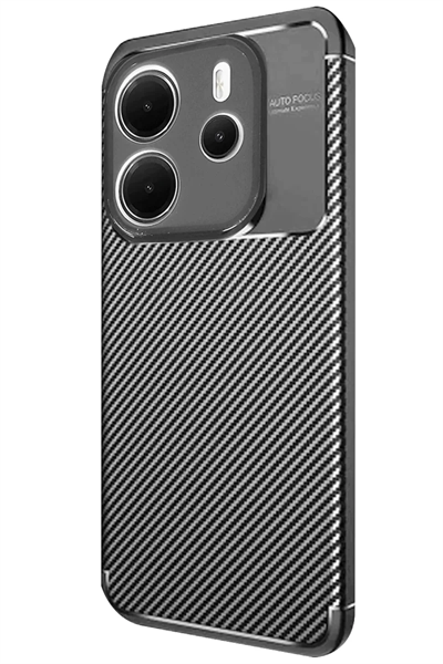 Xiaomi Redmi Note 14 4G Kılıf Auto Focus Karbon Kapak - Siyah