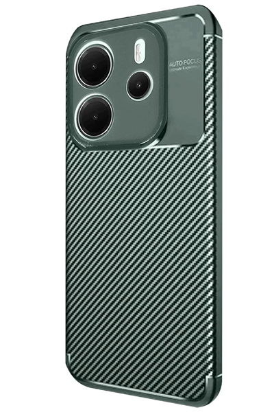 Xiaomi Redmi Note 14 4G Kılıf Auto Focus Karbon Kapak - Koyu Yeşil