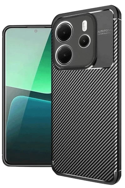 Xiaomi Redmi Note 14 4G Kılıf Auto Focus Karbon Kapak - Siyah