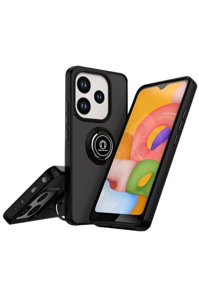 Xiaomi Redmi Note 14 4G Montreal Yüzüklü Silikon Kapak - Siyah