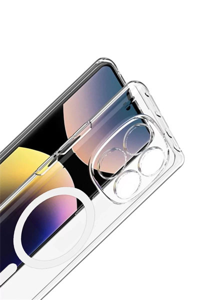Xiaomi Redmi Note 14 Pro 4G Combo Sert Şeffaf Magsafe Kapak - Şeffaf