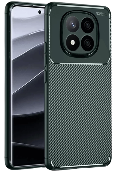 Xiaomi Redmi Note 14 Pro 4G Kılıf Auto Focus Karbon Kapak - Koyu Yeşil