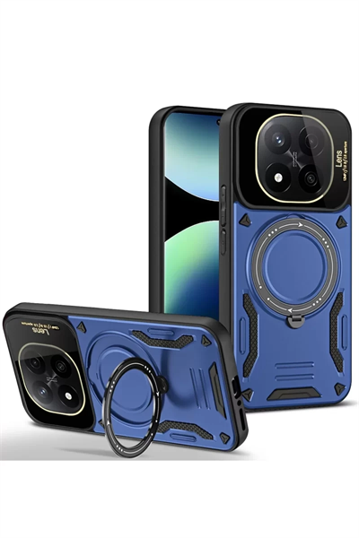Xiaomi Redmi Note 14 Pro 4G Kılıf Joy Lens Standlı Kapak - Lacivert