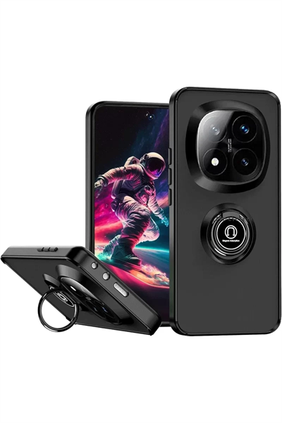 Xiaomi Redmi Note 14 Pro 4G Kılıf Montreal Yüzüklü Silikon Kapak - Siyah