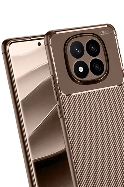 Xiaomi Redmi Note 14 Pro 5G Kılıf Auto Focus Karbon Kapak - Kahverengi