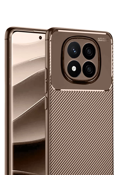 Xiaomi Redmi Note 14 Pro 5G Kılıf Auto Focus Karbon Kapak - Kahverengi