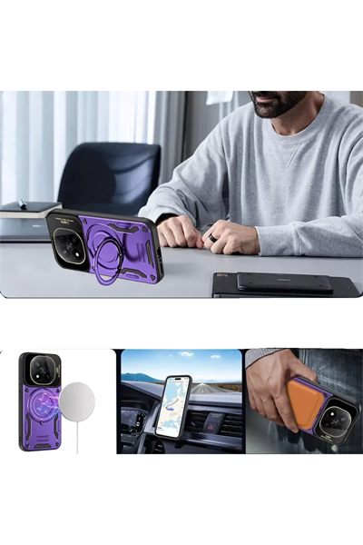 Xiaomi Redmi Note 14 Pro 5G Kılıf Joy Lens Standlı Kapak - Kırmızı