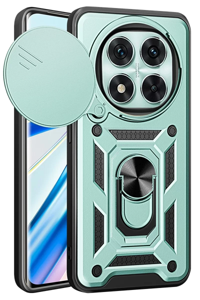 Xiaomi Redmi Note 14 Pro 5G Kılıf Pars Lens Yüzüklü Silikon - Yeşil