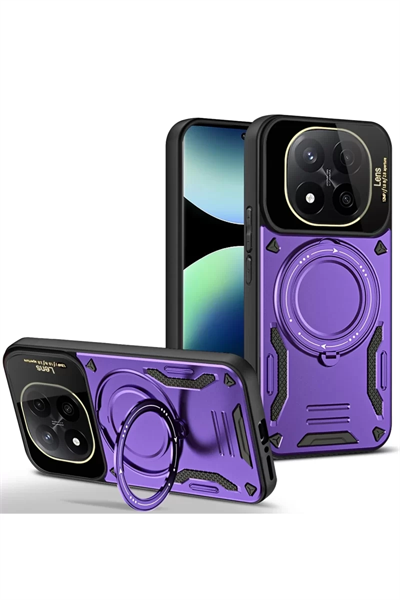 Xiaomi Redmi Note 14 Pro Plus Kılıf Joy Lens Standlı Kapak - Mor