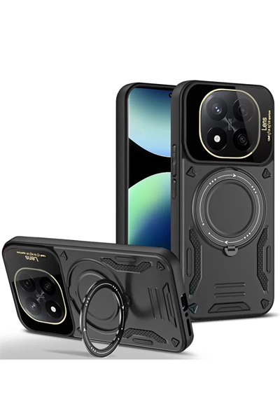 Xiaomi Redmi Note 14 Pro Plus Kılıf Joy Lens Standlı Kapak - Siyah