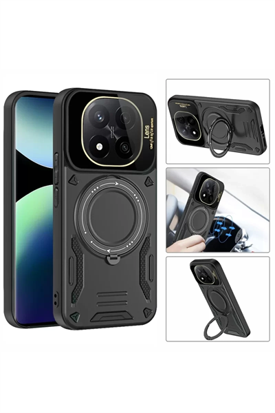 Xiaomi Redmi Note 14 Pro Plus Kılıf Joy Lens Standlı Kapak - Siyah