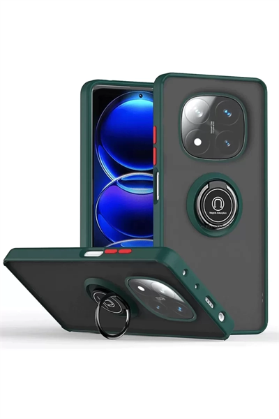Xiaomi Redmi Note 14 Pro Plus Kılıf Montreal Yüzüklü Silikon Kapak - Yeşil
