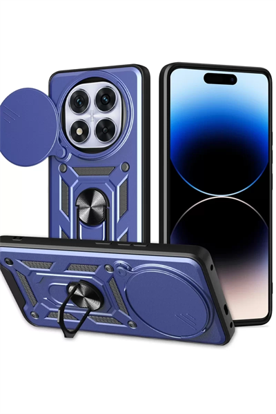 Xiaomi Redmi Note 14 Pro Plus Kılıf Pars Lens Yüzüklü Silikon - Lacivert