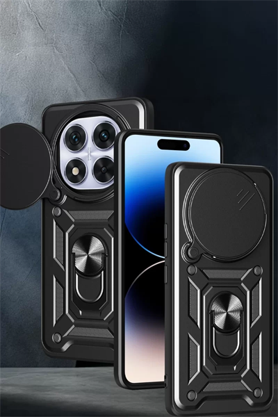 Xiaomi Redmi Note 14 Pro Plus Kılıf Pars Lens Yüzüklü Silikon - Kırmızı