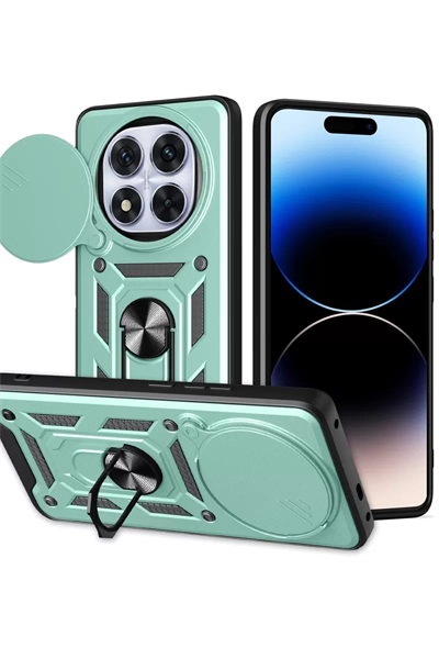 Xiaomi Redmi Note 14 Pro Plus Kılıf Pars Lens Yüzüklü Silikon - Yeşil