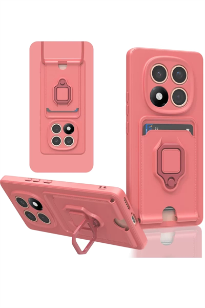 Xiaomi Redmi Note 14 Pro Plus Kılıf Zuma Kartvizitli Yüzüklü Silikon - Pembe