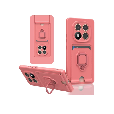 Xiaomi Redmi Note 14 Pro Plus Kılıf Zuma Kartvizitli Yüzüklü Silikon - Pembe