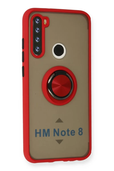 Xiaomi Redmi Note 8 Kılıf Montreal Yüzüklü Silikon Kapak - Kırmızı