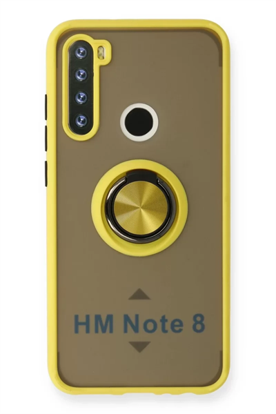 Xiaomi Redmi Note 8 Kılıf Montreal Yüzüklü Silikon Kapak - Sarı