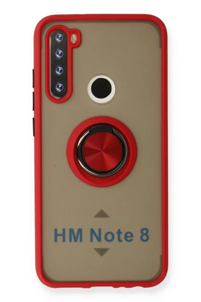 Xiaomi Redmi Note 8 Kılıf Montreal Yüzüklü Silikon Kapak - Kırmızı