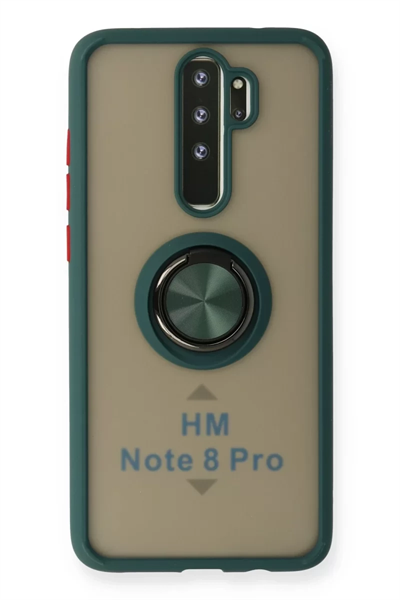 Xiaomi Redmi Note 8 Pro Kılıf Montreal Yüzüklü Silikon Kapak - Yeşil
