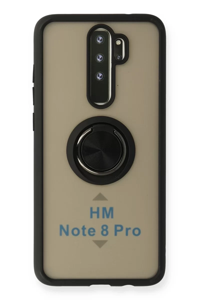 Xiaomi Redmi Note 8 Pro Kılıf Montreal Yüzüklü Silikon Kapak - Siyah