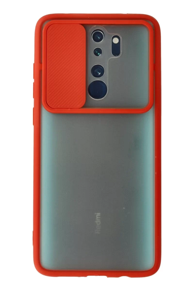 Xiaomi Redmi Note 8 Pro Kılıf Palm Buzlu Kamera Sürgülü Silikon - Kırmızı
