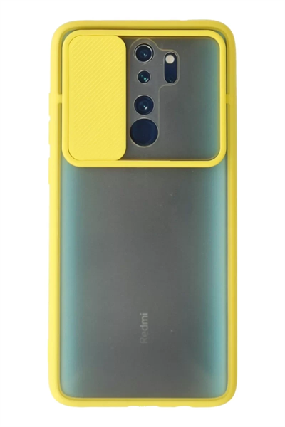 Xiaomi Redmi Note 8 Pro Kılıf Palm Buzlu Kamera Sürgülü Silikon - Sarı