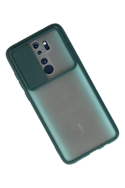 Xiaomi Redmi Note 8 Pro Kılıf Palm Buzlu Kamera Sürgülü Silikon - Yeşil