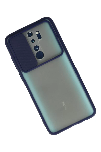 Xiaomi Redmi Note 8 Pro Kılıf Palm Buzlu Kamera Sürgülü Silikon - Lacivert