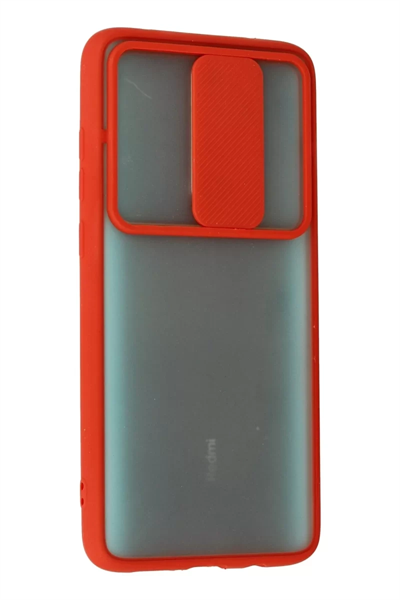 Xiaomi Redmi Note 8 Pro Kılıf Palm Buzlu Kamera Sürgülü Silikon - Kırmızı