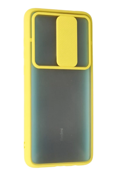 Xiaomi Redmi Note 8 Pro Kılıf Palm Buzlu Kamera Sürgülü Silikon - Sarı