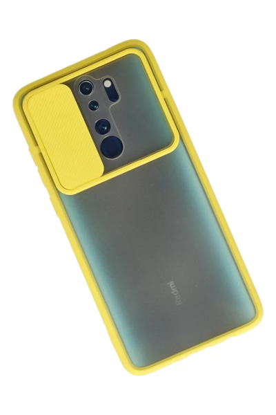 Xiaomi Redmi Note 8 Pro Kılıf Palm Buzlu Kamera Sürgülü Silikon - Sarı