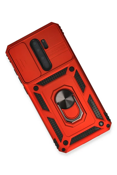 Xiaomi Redmi Note 8 Pro Kılıf Pars Lens Yüzüklü Silikon - Kırmızı