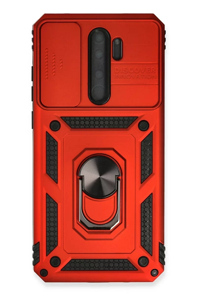 Xiaomi Redmi Note 8 Pro Kılıf Pars Lens Yüzüklü Silikon - Kırmızı