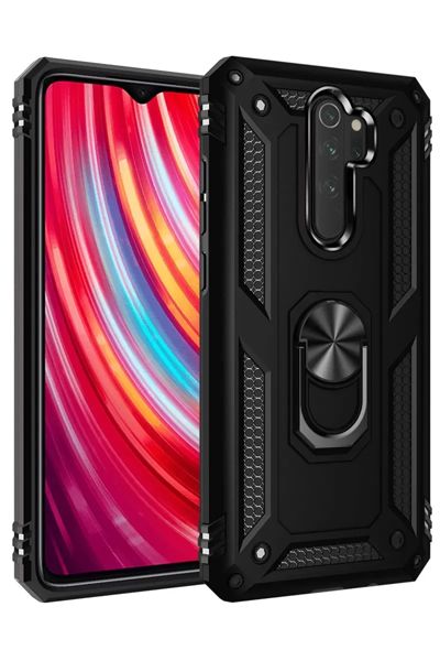 Xiaomi Redmi Note 8 Pro Kılıf Sofya Yüzüklü Silikon Kapak - Siyah