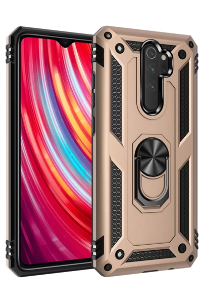 Xiaomi Redmi Note 8 Pro Kılıf Sofya Yüzüklü Silikon Kapak - Gold