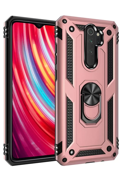 Xiaomi Redmi Note 8 Pro Kılıf Sofya Yüzüklü Silikon Kapak - Rose