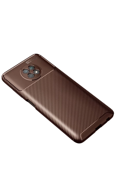 Xiaomi Redmi Note 9 5G Kılıf Auto Focus Karbon Kapak - Kahverengi