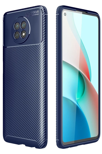 Xiaomi Redmi Note 9 5G Kılıf Auto Focus Karbon Kapak - Lacivert