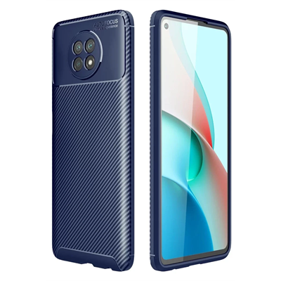 Xiaomi Redmi Note 9 5G Kılıf Auto Focus Karbon Kapak - Lacivert