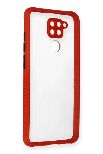 Xiaomi Redmi Note 9 Kılıf Miami Şeffaf Silikon - Kırmızı